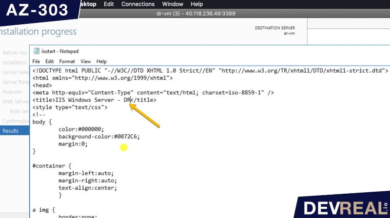 Minor html change in IIS Server