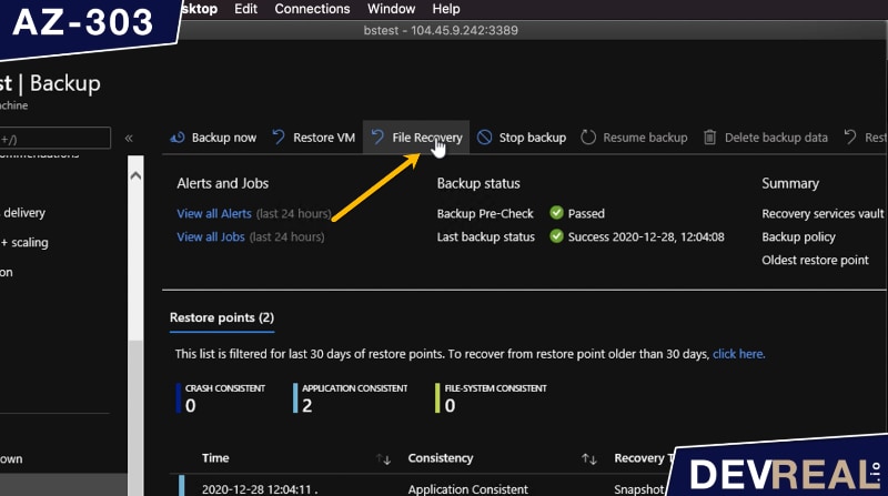 File recovery in Azure