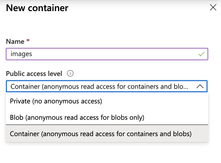 Azure Storage Account Container